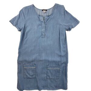 Venus Dress Women's S Blue Soft 100% Lyocell Chambray with Pockets Relaxed Flowy